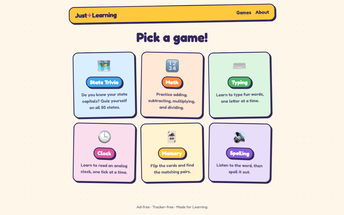 Just Learning screen 1
