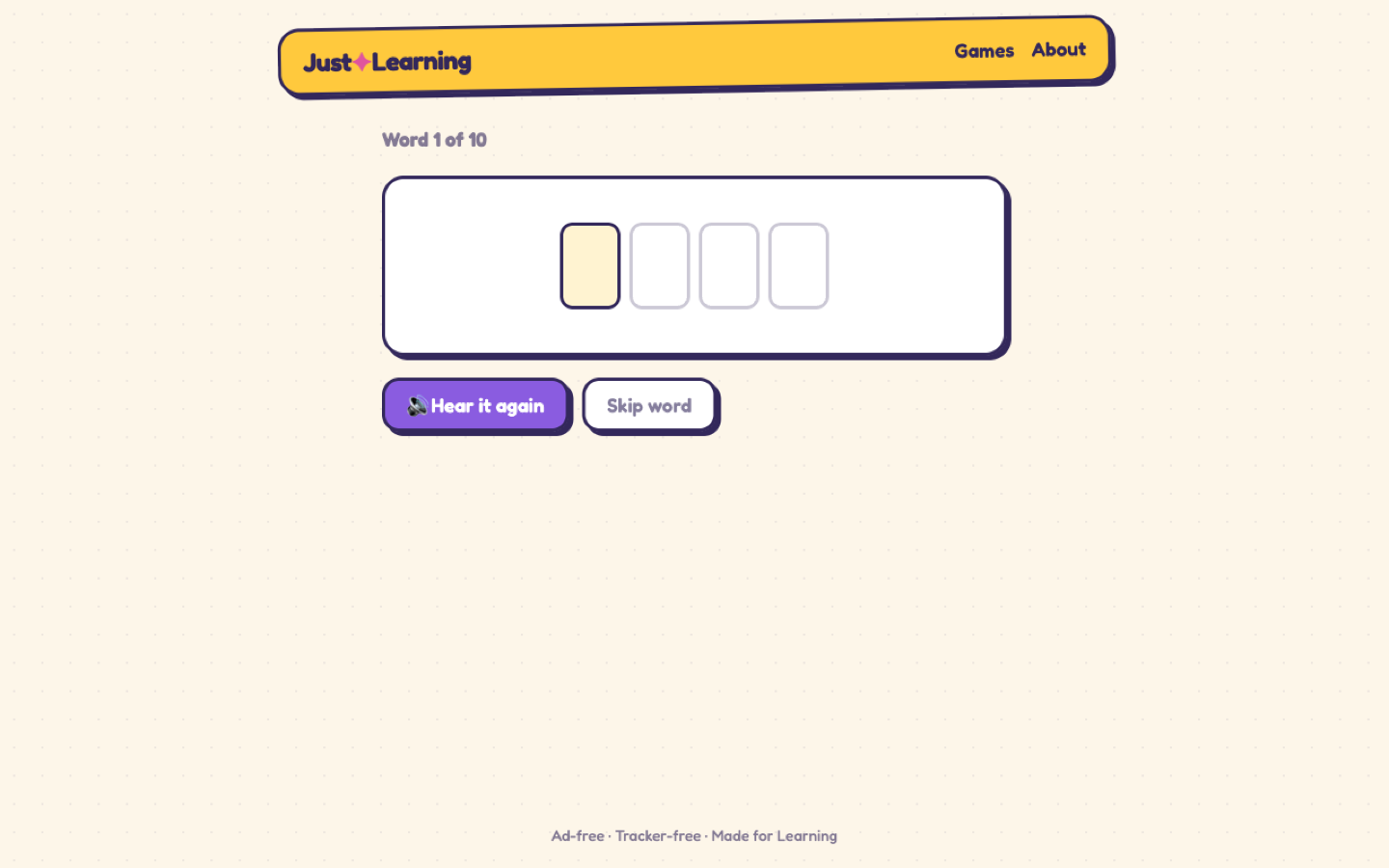 Just Learning screen 7